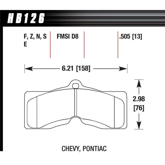 Hawk Performance HB126Z.505 Brake Pads - Performance Ceramic Compound - Set of 4 Fits select: 1966-1982 CHEVROLET CORVETTE