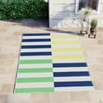thumbnail image 2 of Mainstays 6 ft. x 9 ft. Blue, White and Green Polyweave Outdoor Rug, Cabana, 2 of 9