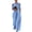 Blue, variant on Joernso Crew Neck Slant Pockets Wide Leg Women Jumpsuit Cold Shoulder Half Sleeve Front Hollow Long Jumpsuit Ladies Clothing