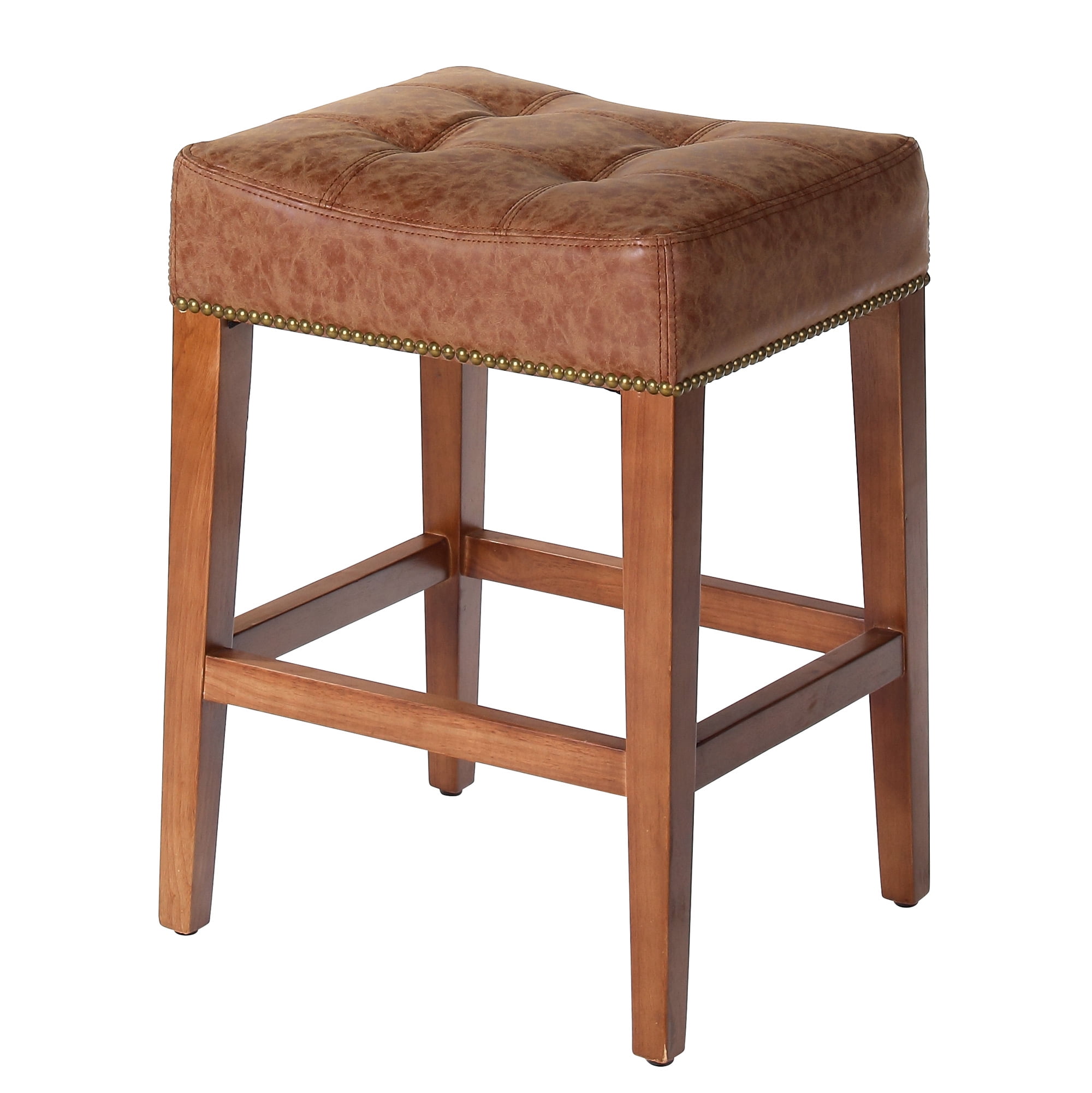 Nashville Low Counter Stool Vintage Brown Leather, 24 in.