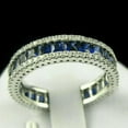 thumbnail image 2 of Princess Blue Sapphire Men's Wedding Band Ring in 925 Sterling Silver- Engagement Band, 2 of 5