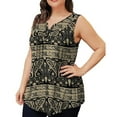 thumbnail image 2 of Summer Saving Wycnly Womens Tank Tops Western Print V-Neck Sleeveless Shirts Button Down Plus Size Casual Tunic Vest Blouse Black XXXXXL Up to 65% off, 2 of 5