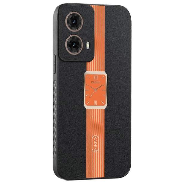 KADEM For Motorola Moto G85 5G S50 Neo 5G Case Leather TPU Acrylic Anti-Scratch Phone Cover - Orange