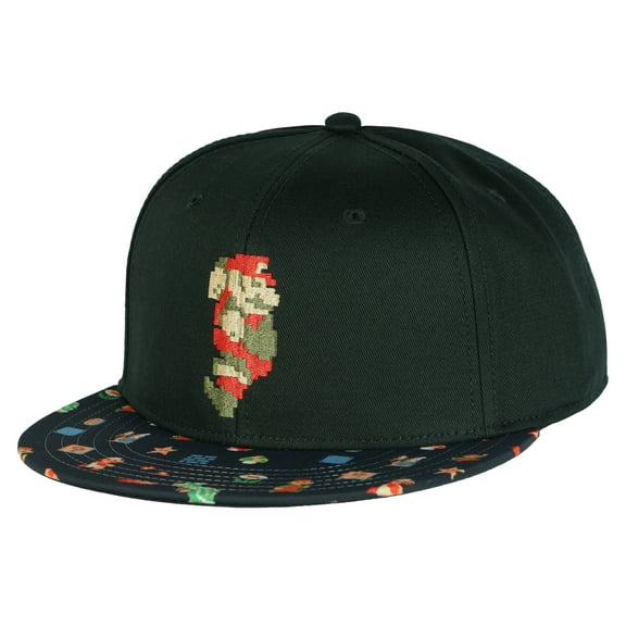 Super Mario Hat Embroidered Mario Patch Adult Flat Bill Adjustable Baseball Cap OSFM