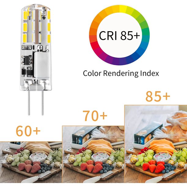 LED G4 12 V CA/CC blanco frío 6000 K 1,24 W, 93 lm, sin parpadeo ni zumbido, reemplazo de halógeno de 15 W, lámpara de ahorro de energía tipo JC, para cocina, dormitorio, sala de estar ShuxiuWang 9024715365156
