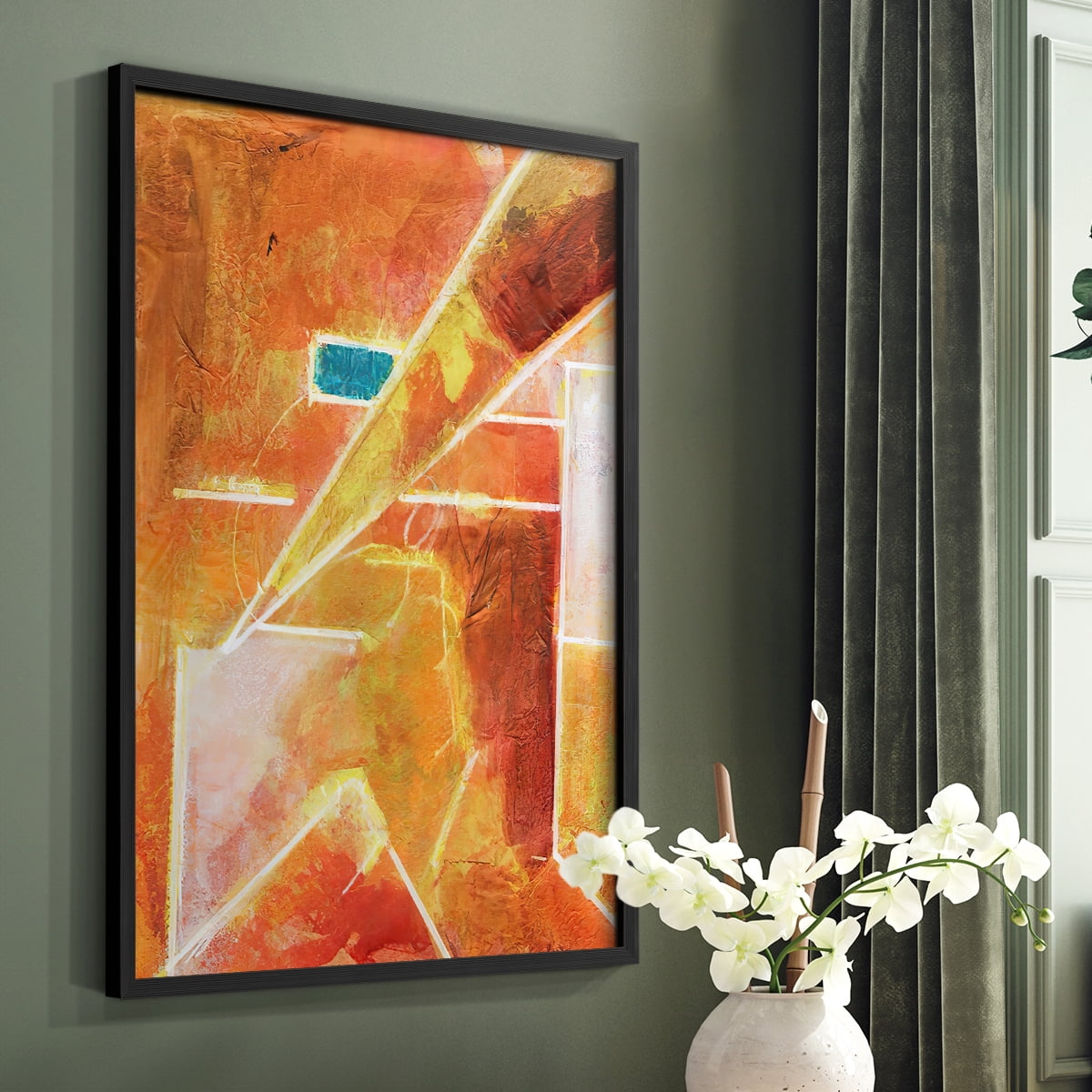 Primary Connection VI Framed Print in Black Solid Wood Framed Print No Nail Hanging