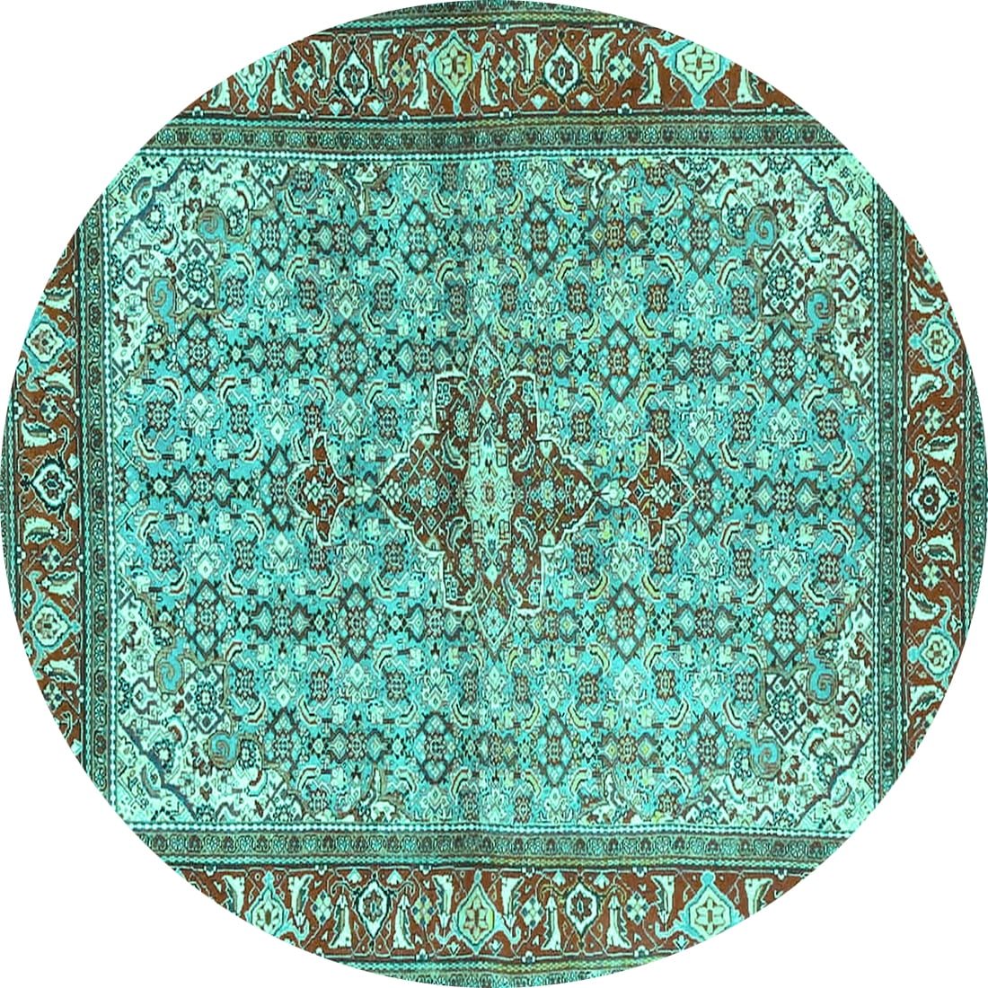 Ahgly Company Indoor Round Persian Turquoise Blue Traditional Area Rugs ...