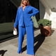 thumbnail image 1 of Conjunto de dos piezas de camisa plisada para mujer, pantalones de pierna ancha de cintura alta, traje informal elegante de manga larga para mujer, conjunto a juego Tan Jianjun unisex, 1 of 2