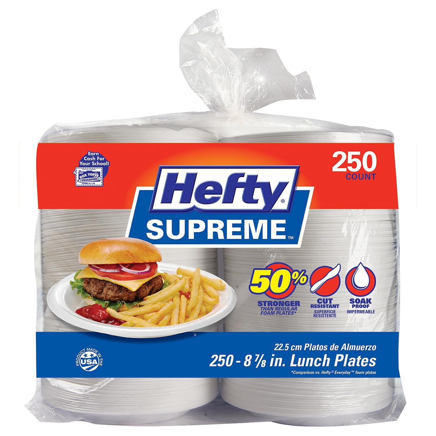 Hefty Supreme Foam Plates 250 ct Heavy Duty Soak Proof Disposable Picnic Ware 