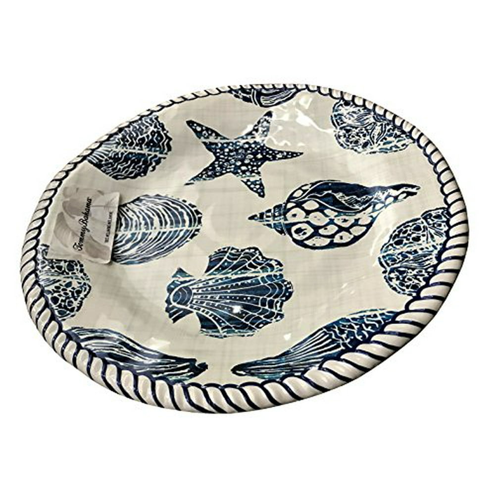 Tommy Bahama Blue Shell Rope Edge Melamine Dinner Plates (set of 4