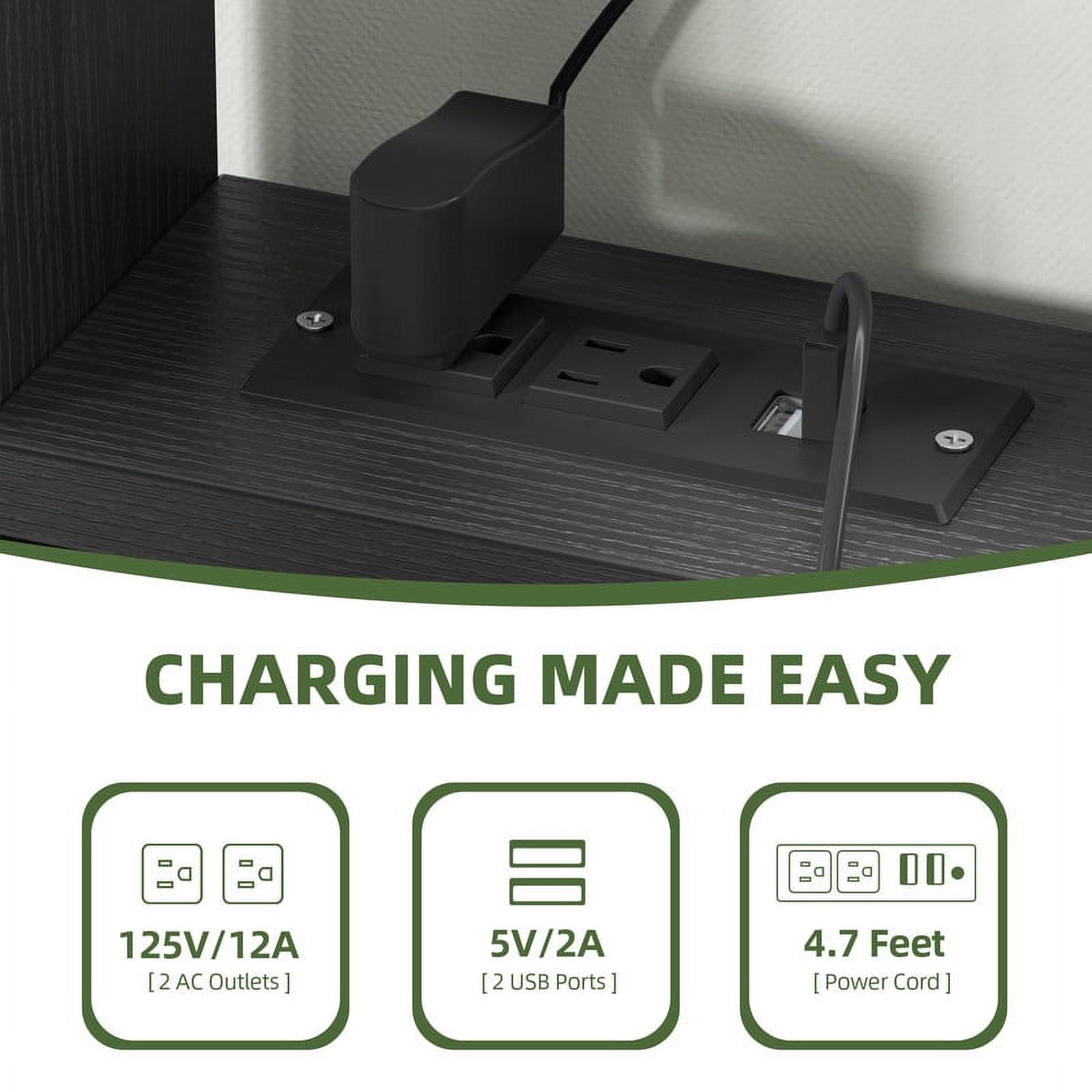Uforic Makeup Vanity Desk with Lighted Mirror & Charging Station, Makeup Vanity Table Set with 2 Drawers, Small Dressing Table with Cushioned Stool for Girls Bedroom, Black