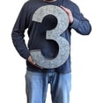 thumbnail image 5 of Huge 20" Metal Number Three 3" Wall Decor, Silver with Rusted Edges, Galvanized Wall Mountable Decoration for Country, Mid-Century, or Farmhouse Themed Room or Event, 5 of 6