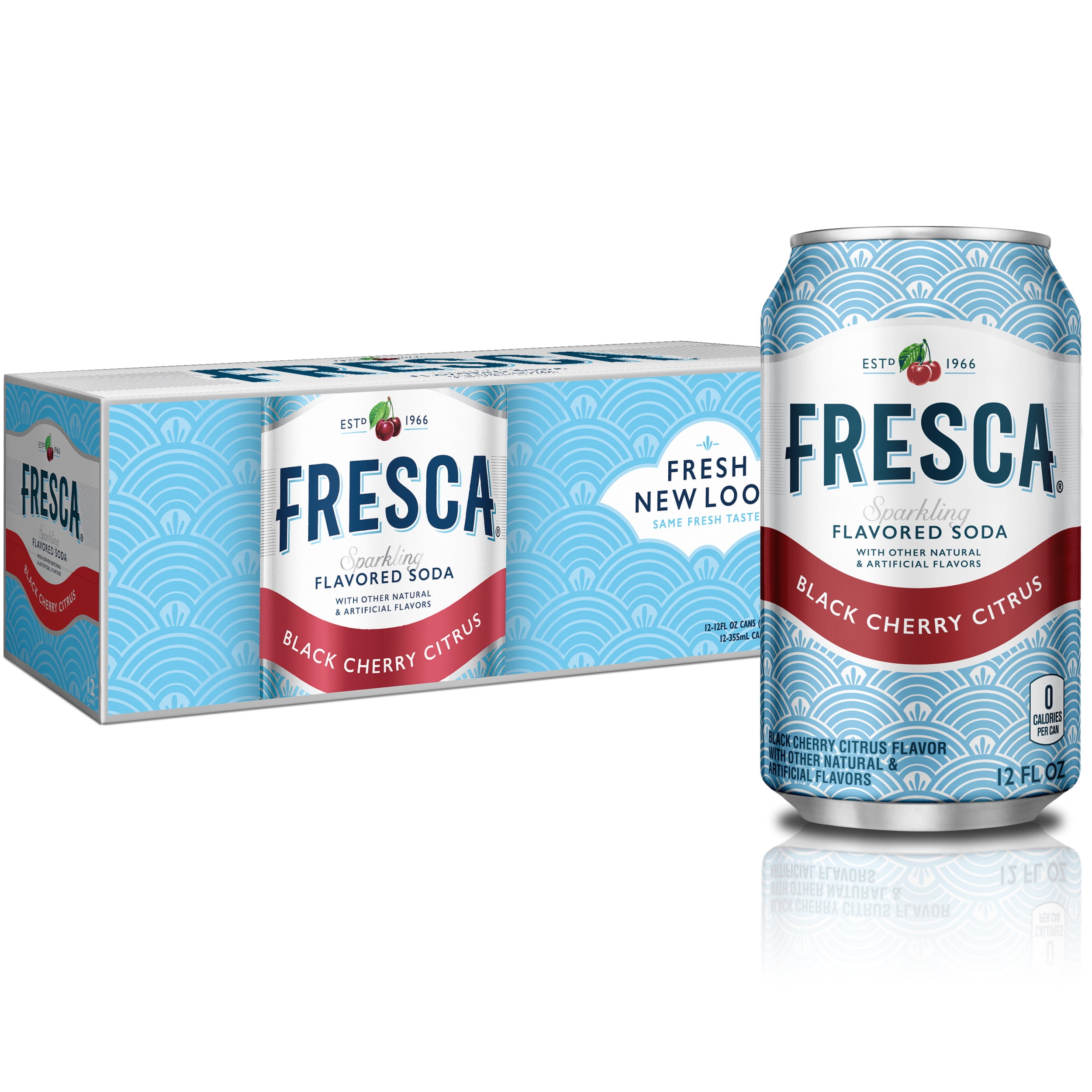 Fresca Black Cherry Soda Sparkling Flavored Soft Drink Zero Calorie and
