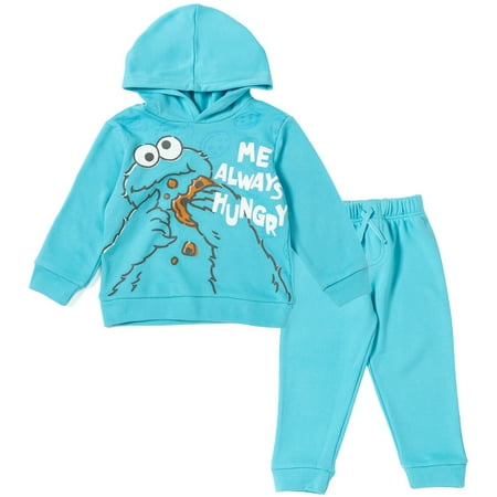 

Sesame Street Cookie Monster Toddler Boys Fleece Pullover Hoodie and Pants Outfit Set Blue 3T