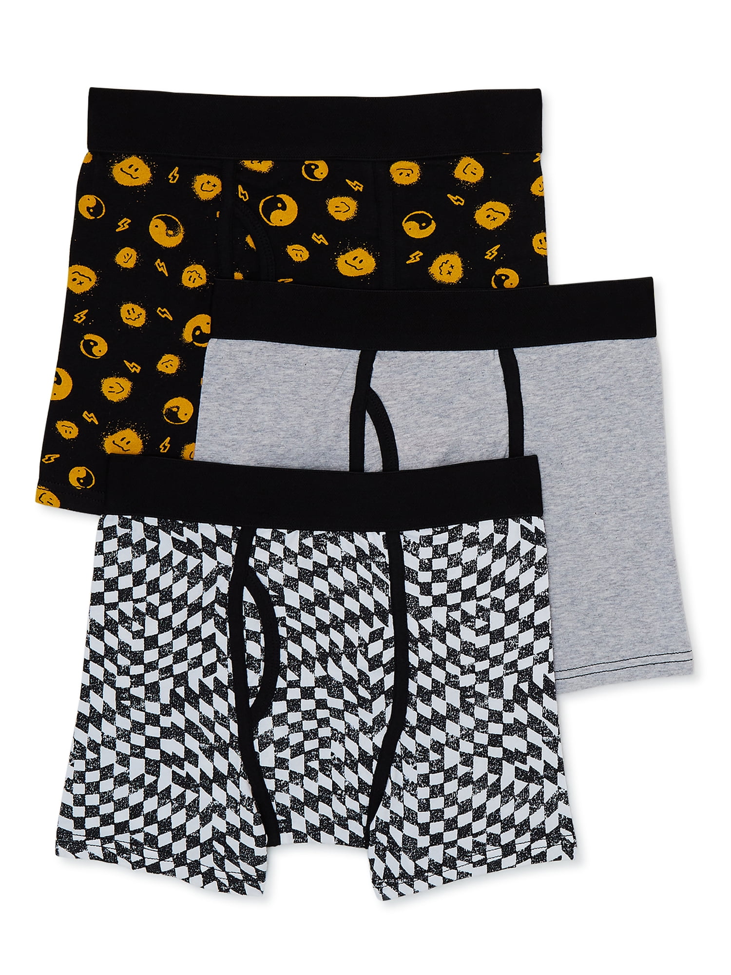 Wonder Nation Boys Smile Boxer Briefs, 3 Pack, Sizes S-XL