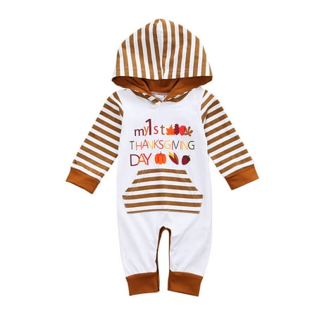 

Unisex Baby Printed Romper Hoodie Long Sleeve Letter Pocket Casual Jumpsuit