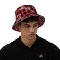 thumbnail image 4 of KLL Red Buffalo Plaid Bucket Hat for Women Men Packable Travel Beach Sun Hat Outdoor Rave Accessories Reflective Fisherman Cap, 4 of 7