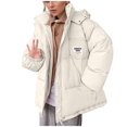 thumbnail image 2 of Lovskoo 2024 Womens Winter Coats Quilted Jacket Zipper Long Sleeve Hooded Cotton Padded Jacket White, 2 of 9