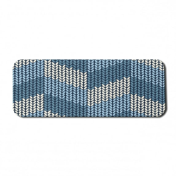 Blue Computer Mouse Pad, Nordic Scandinavian Cultural Pattern in Winter Colors Retro Style Traditional, Rectangle Non-Slip Rubber Mousepad Large, 31" x 12" Gaming Size, Pale Blue White, by Ambesonne
