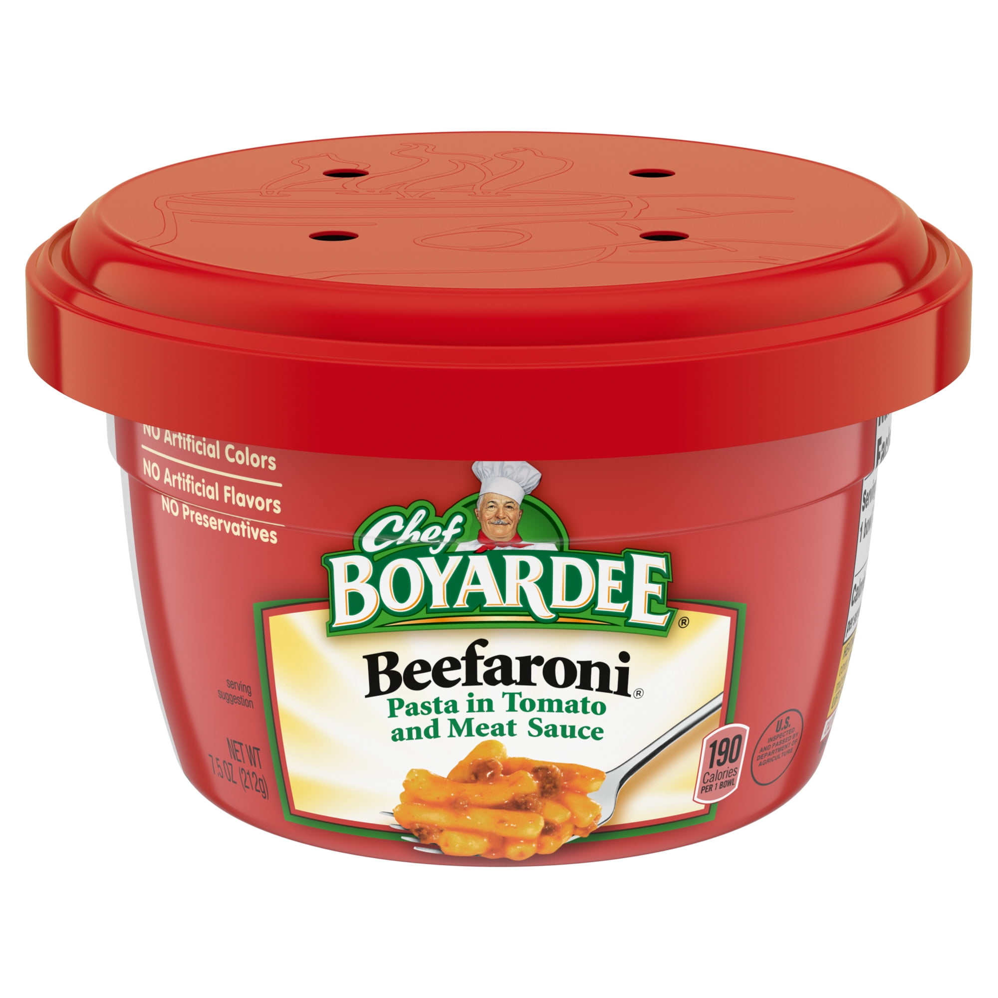 Chef Boyardee Beefaroni, Pasta in Tomato and Meat Sauce, Microwavable Meal, 7.5 oz. Bowl