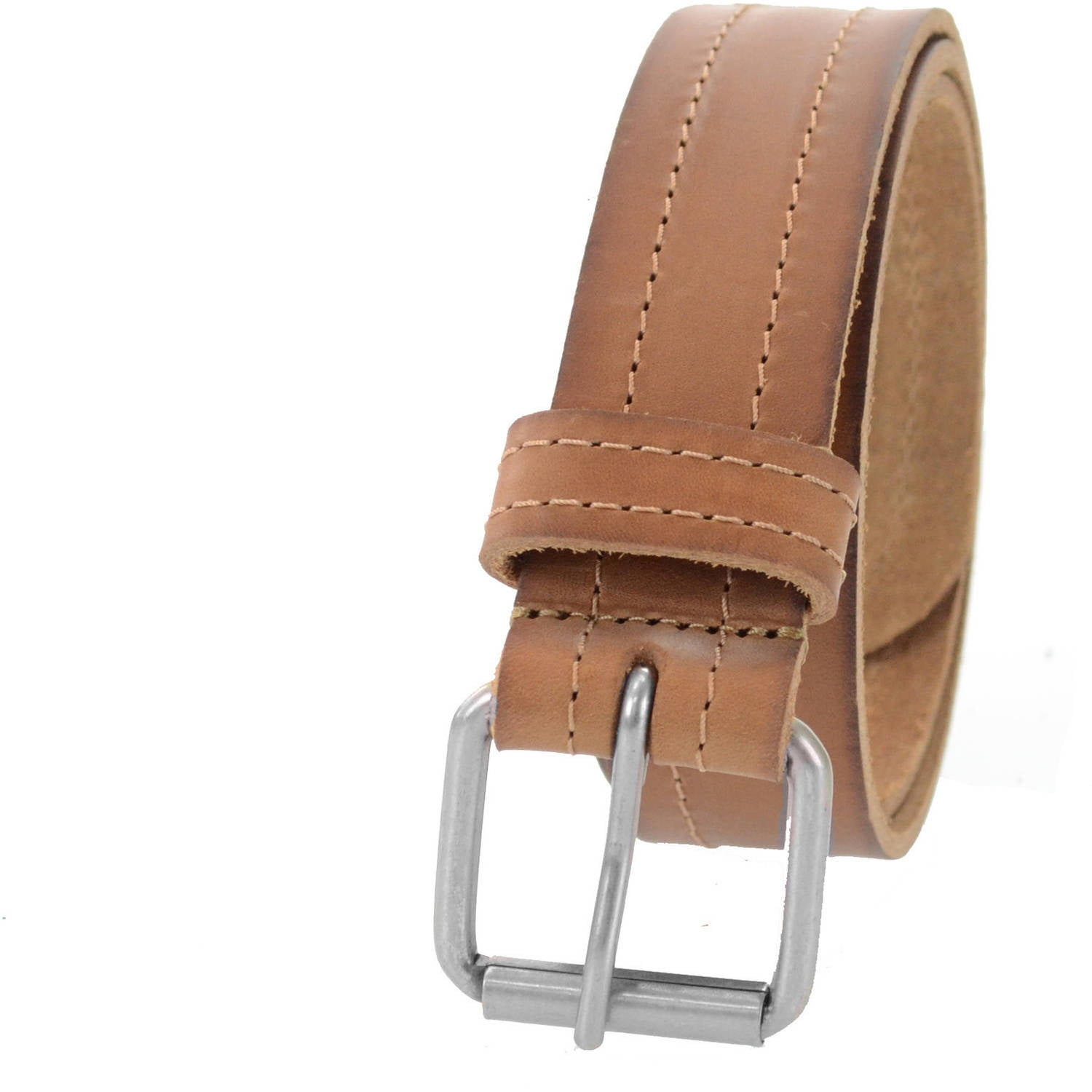 1-1/2 in. US Steer Hide Leather Double Stitch Men's Belt w/ Antq.Nickel Roller Buckle
