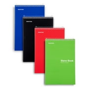 Mintra Office Steno Book - 6x9 - Primary Colors 4 Pads/Pack - Narrow Ruled-Paper (Assorted Color Covers) 70 Sheets - - Notebook for writing notes in school, university, college, work, office (6729)