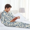 thumbnail image 6 of Fotbe Vintage Blue Floral Pattern Long Sleeve Pajama Set for Men,Sleepwear Set,2-piece Loungewear Set,Soft PJs Comfy Nightwear with Pockets-X-Large, 6 of 7