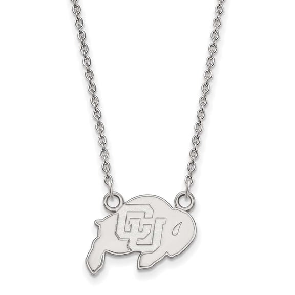 10k White Gold LogoArt University of Colorado Buffalo Small Pendant 18 inch Necklace Q1W011UCO-18