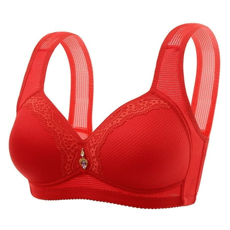 

SELONE 2023 Bras for Women Push Up No Underwire Plus Size for Sagging Breasts Breathable Seamless Anti-exhaust Base Anti Exhaust Base Solid Non Steel Ring Non Magnetic Buckle Beauty Back Red XXXL