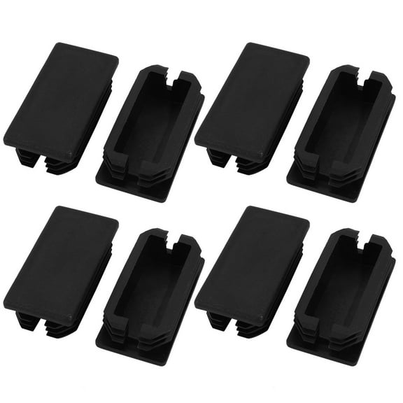 8Pcs Black Plastic Rectangle Non Slip Caps Tubing Tube Inserts Bung 30mm x 60mm