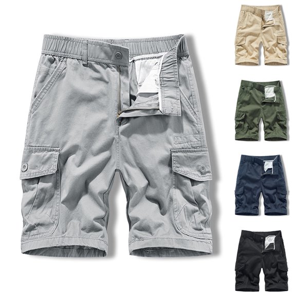 AXXD Mens Beach Shorts Summer Workwear Shorts Multi Pocket Zipper Straight Leg Casual Sports Shorts New Arrival