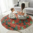 thumbnail image 3 of Red Christmas Tree and Ornament Pattern Round Blanket,Comfortable Soft Flannel Throw Blanket,All Season,Warm Lightweight Blankets for Sofa Bed Couch Living Room Chair 60"x60", 3 of 5
