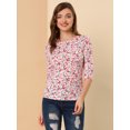 thumbnail image 4 of Disfraz de Día de San Patricio para mujer Mangas en el codo Top Cuello redondo Camiseta ajustada Camiseta estampada informal Blanco-floral M, 4 of 6