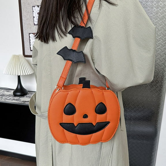 Taicans Halloween Purse,Pumpkin Crossbody Bag Purse,Novelty Pumpkin Purse Leather Female Daily Halloween Bag