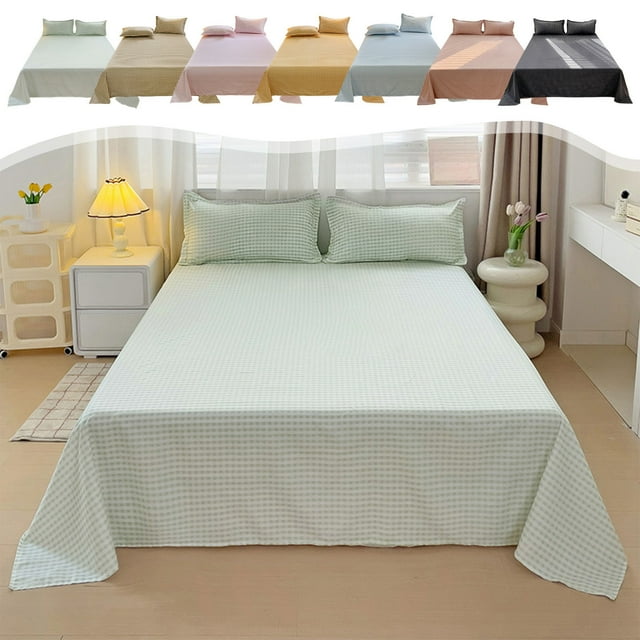 Sentmoon Pillowcases Solid Color Washed Cottons Bed Sheet and Pillowcase Set Plain Holiday Gift Duvet Sheet Three Piece Set for Sofa Decor and Living Room