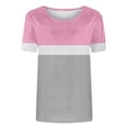 thumbnail image 3 of Maplenight Color Block T Shirts for Women Crew Neck Short Sleeve Casual Summer Tops Vacation Outfits Holiday Shirts, 3 of 3