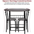 thumbnail image 6 of Dining Table Set of 3 Kitchen Table Set with Round Table and 2 Chairs, Metal Durable Modern Dining Room Table Set for Home, Bar, Bistro, Coffee, Pub, Black, 6 of 8