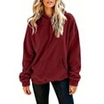 thumbnail image 5 of Women's Oversized Corduroy Hoodie, Long Sleeve Pullover Sweatshirt with Kangaroo Pocket, Casual Fall Winter Top | CSEONE,Wine 2XL, 5 of 7