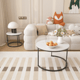 thumbnail image 3 of Homy Casa Modern Round Coffee Table Set of 2, Nesting Tables for Living Room Décor, White, 3 of 7