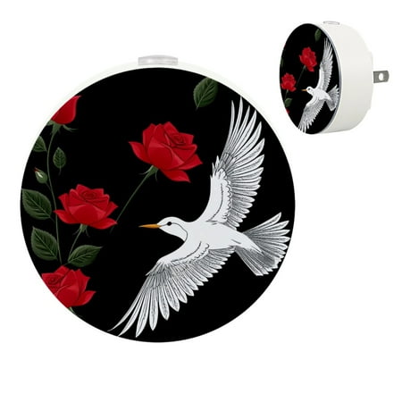 

YZUOUZY Night Lights Plug into Wall Bedside Lamp Bedroom Lamps Set of 2 Peony White Crane Longevity Map