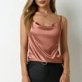 thumbnail image 4 of Women's Silk Satin Camisole Cowl Neck Tank Top Cami Silk Basic Tank Shirt Blouses Khaki XL, 4 of 8