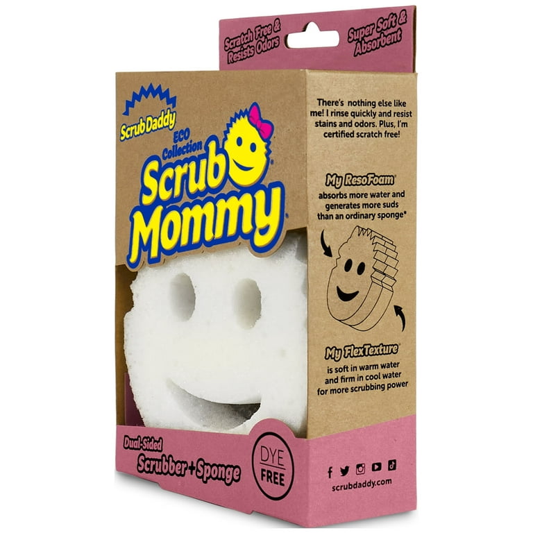 (3 pack) Scrub Daddy Dye Free Scrub Mommy Scrubber Sponge, 1 Count