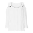 thumbnail image 6 of Timegard Eyelet Tops for Women Plus Size 3/4 Sleeve Cold Shoulder Slim Comfy Casual Tops Summer Beach, 6 of 6