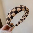 thumbnail image 1 of Diadema marrón de otoño e invierno para mujer, paquete de cabello con calavera alta, banda para el cabello a presión superior que combina con el tocado de horquilla para viajes al aire libre, 1 of 5