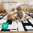 thumbnail image 4 of ODIKA 6'x9' Black White Geometric Handwoven Design Washable Area Rug Modern Abstract Pattern with Bold Lines Non-Slip, Easy Care, for Family Room, Living Mater Bedroom, 4 of 7
