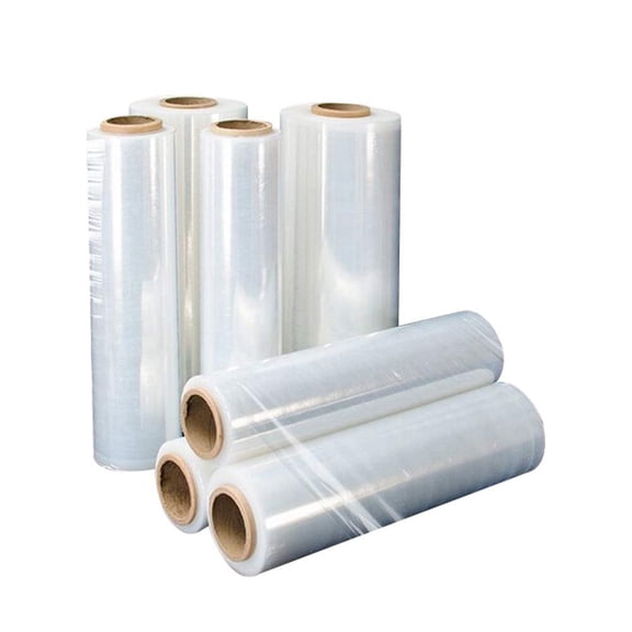 4 rolls of Cast Hand Stretch Film 12" x 1500'. Hand Stretch Wrap, 80 Gauge Thickness. Excellent Tear Resistance. Clear Residue Free Film for Moving, Shipping, Wrapping. Industrial Grade Cast Film.
