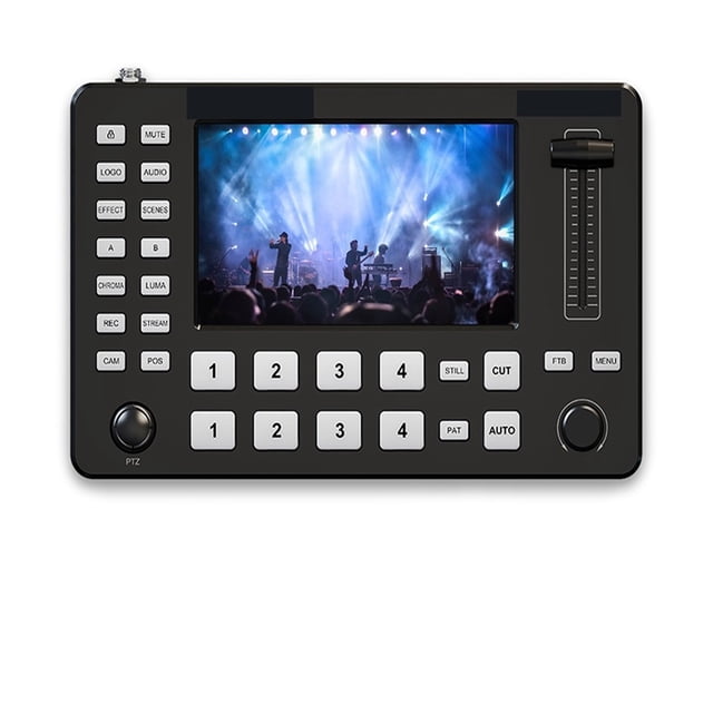 C1 5 Inch 4 Channel Video Switcher Full HD Screen Live Switcher Push Streaming/Recording Live Streaming ,Easy to Use