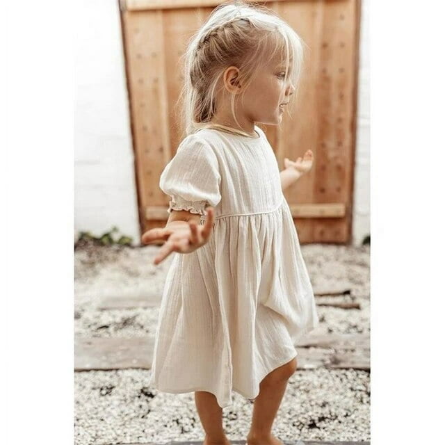 2022 Printemps Automne Nouvelle Robe à Manches Longues pour Filles 100 % Coton Mousseline Douce Rétro Décontractée Robes Vêtements pour Enfants TZ083