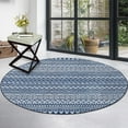 thumbnail image 2 of Haperlare 3 x 3 Ft Geometric Boho Round Rug Vintage Moroccan Indoor Low Pile Non-Shed Round Area Rug Living Room Bedroom Machine Washable Circle Rug, Navy Blue, 2 of 5