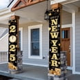 thumbnail image 1 of Decoraciones negras de Año Nuevo 2025, pancarta de Feliz Año Nuevo, suministros para fiestas de Nochevieja, Feliz Año Nuevo Fondo, 1 of 5